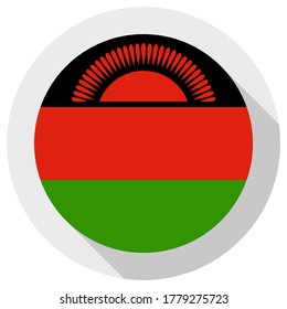 Flagge Malawis, runde Form Symbol auf weißem Hintergrund, Vektorgrafik