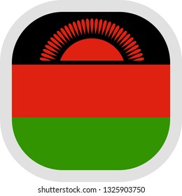 Flag of Malawi. Rounded square icon on white background, vector illustration.