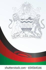 Flag of Malawi, template for the award, and official document with the flag and the symbol of Malawi