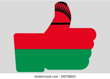 The flag of Malawi in a Thumbs Up Icon