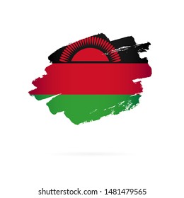 Flag of Malawi. Vector illustration on a white background. Brush strokes are drawn by hand.