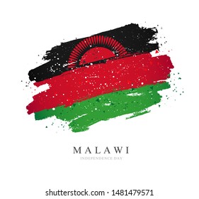 Flag of Malawi. Vector illustration on a white background. Brush strokes are drawn by hand. Independence Day.