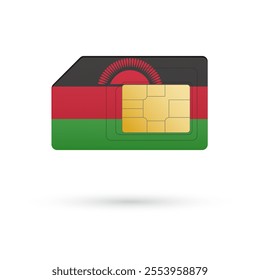 Flag of Malawi. Vector illustration of SIM Card with flag on white background