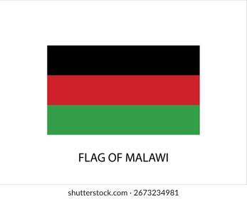BANDERA DEL VECTOR DE MALAWI, ILUSTRACIÓN TIPOGRAFÍA DE FONDO BLANCO