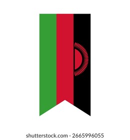 Bandeira do Malawi. Ilustração vetorial digital de ícone de bandeira vertical do Malawi. A bandeira pendurada.