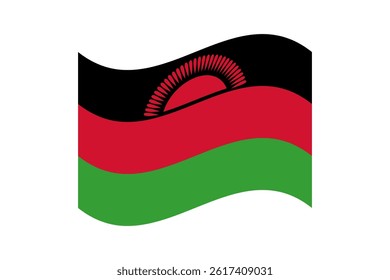 Flag of Malawi. Malawi wavy flag digital vector illustration. Fluttering flag.