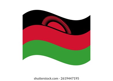 Flag of Malawi. Malawi wavy flag digital vector illustration. Fluttering flag.