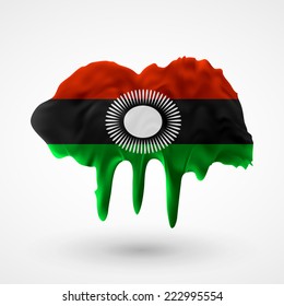  Flag of Malawi.Blot with paint streaks with the national colors. Independence Day. Banner Pennon Pennant Background Stock Vector Icon Image Picture Illustration Printed material Logo 