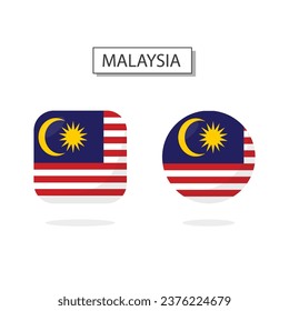 Flag of Malaysia 2 Shapes icon 3D cartoon style.