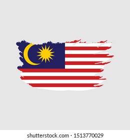 Flag of Malaysia with brush stroke effect, Malaysia Flag template design. Vector Eps 10