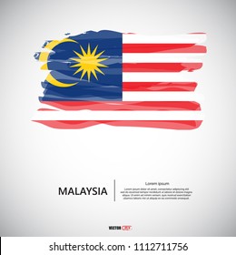 Flag of Malaysia with brush stroke, grunge style background vector.
