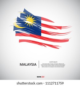 Flag of Malaysia with brush stroke, grunge style background vector.