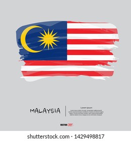 Flag of Malaysia with brush stroke, grunge style background vector.