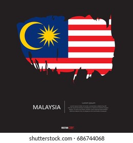 flag of Malaysia with  brush stroke on drak background vector