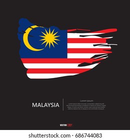 flag of Malaysia with  brush stroke on drak background vector