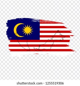 Flag Malaysia from brush strokes and Blank map Malaysia. High quality map of  Malaysia and flag on transparent background. Stock vector. Vector illustration EPS10.