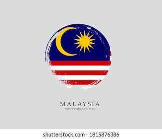 Flag of Malaysia Brush strokes drawn by hand Vector illustration on white background Independence Day