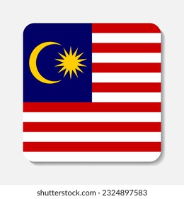 Flag of Malaysia flat icon. Square vector element with shadow underneath. Best for mobile apps, UI and web design.
