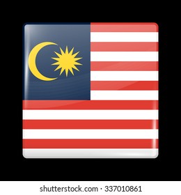 Flag of Malaysia. Glassy Icon Square Shape. This is File from the Collection Flags of Asia