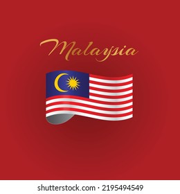 The flag of Malaysia with Golden typography