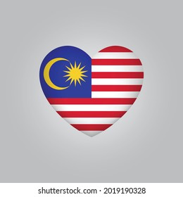Flag of Malaysia in heart. Malaysian flag vector. Love Malaysia symbol