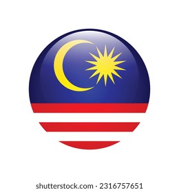 Flag of Malaysia. Flag icon. Standard color. The round flag. 3d illustration. Computer illustration. Digital illustration. Vector illustration.