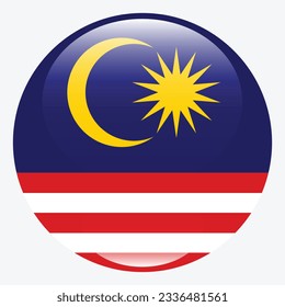 Flag of Malaysia. Flag icon. Standard color. Circle icon flag. 3d illustration. Computer illustration. Digital illustration. Vector illustration.