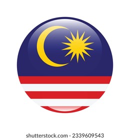 Flag of Malaysia. Flag icon. Standard color. Circle icon flag. 3d illustration. Computer illustration. Digital illustration. Vector illustration.
