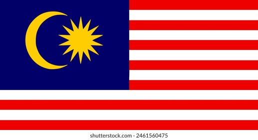 The flag of Malaysia. Flag icon. Standard color. Vector illustration.	
