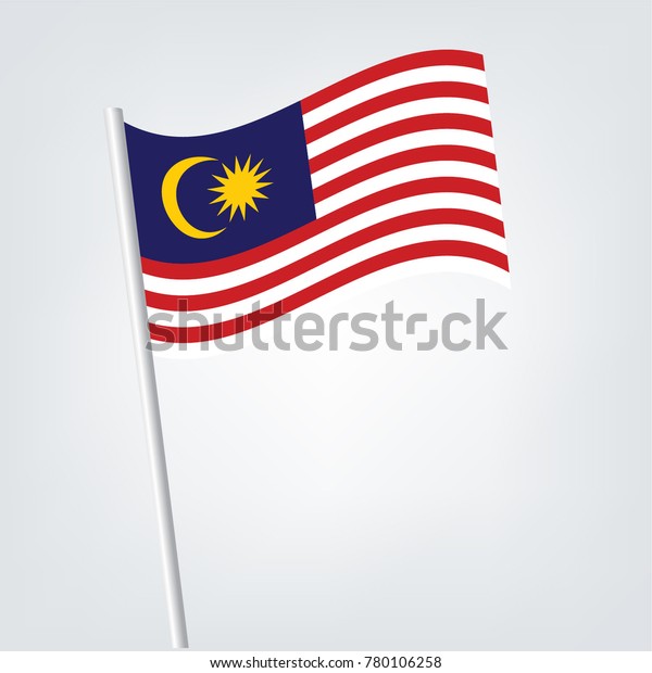 白い背景になびくマレーシア国旗 マレーシア国旗のアイコンベクターイラスト 切り取り線とマスクアルファチャンネルの透明度を持つマレーシアの国旗 のベクター画像素材 ロイヤリティフリー