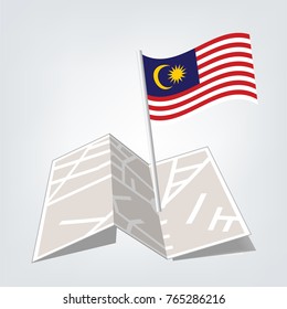 Flag of malaysia , Malaysia Flag Icon vector illustration,map and check in