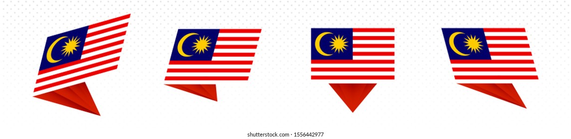 Flag of Malaysia in modern abstract design, vector flag set.