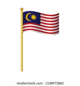 Flag of Malaysia ,Malaysia flag official colors and proportion correctly, Malaysia flag waving isolated Vector illustration eps10.