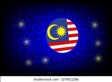 Flag of Malaysia on a background of technology.