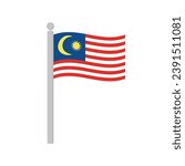 Flag of Malaysia on flagpole isolated