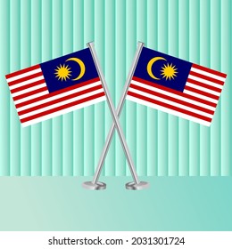 bandera de Malasia en asta. Plantilla para diseño de afiches del día de la independencia