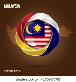 Bandera Malasia pin 3d Diseño EPS 10