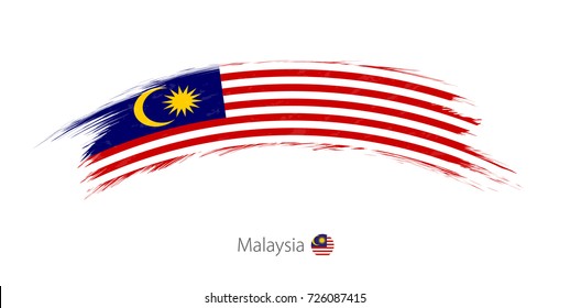 Flag of Malaysia in rounded grunge brush stroke. Vector illustration.