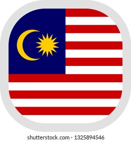 Flag of Malaysia. Rounded square icon on white background, vector illustration.