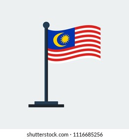 Flag of Malaysia. Flag Stand On White Background. Vector Design