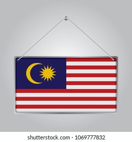 Flag of Malaysia. The symbol of the state in the pennant hanging on the rope, 
rectangle hanging. Vector Illustration EPS10.
