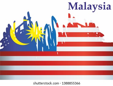 Flag of Malaysia, Malaysia. Template for award design, an official document with the flag of Malaysia. Bright, colorful vector illustration.
