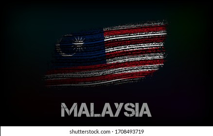 Flagge Malaysias. Vektorillustration im Grunge-Stil mit Rissen und Abrieben. Gutes Bild für den Druck