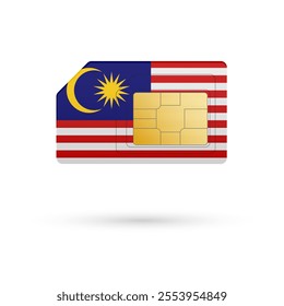 Flag of Malaysia. Vector illustration of SIM Card with flag on white background