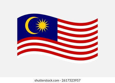 Flag of Malaysia. Malaysia wavy flag digital vector illustration. Fluttering flag.