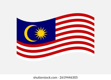 Flag of Malaysia. Malaysia wavy flag digital vector illustration. Fluttering flag.