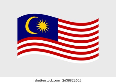 Flag of Malaysia. Malaysia wavy flag digital vector illustration. Fluttering flag.