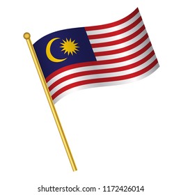 Flag Malaysiamalaysia Flag Golden Waving Isolated Stock Vector (Royalty ...