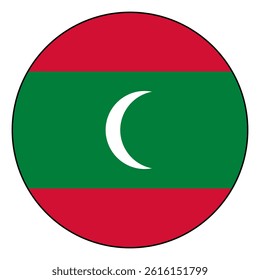 Flag of Maldives. Black edge. Maldives circle flag logo icon computer vector illustration design.