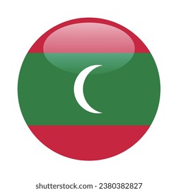 Flag of Maldives. Button flag icon. Standard color. Circle icon flag. 3d illustration. Computer illustration. Digital illustration. Vector illustration.